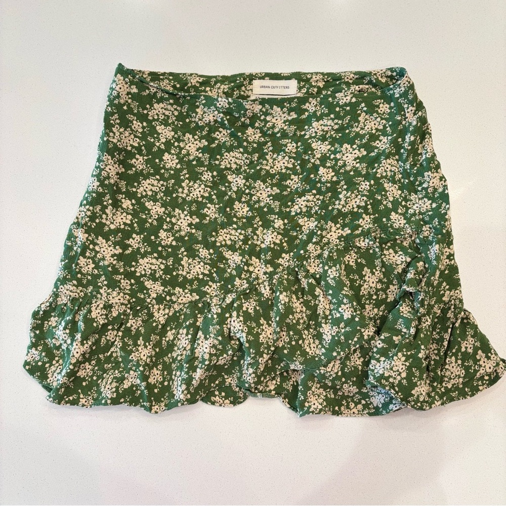 Urban Outfitters Green Floral Mini Skirt